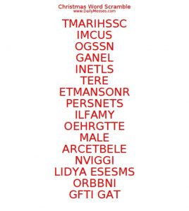 Clean Christmas Word Scramble