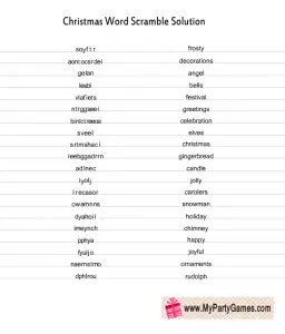 Scrambled Christmas Words