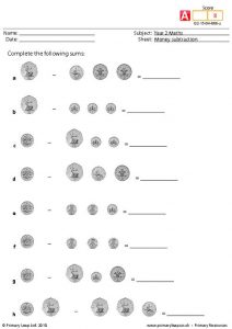 Adding and Subtracting Money Worksheets