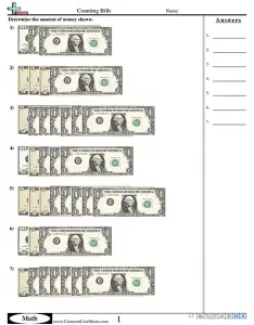 Learning the Value of Money Worksheets