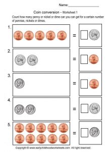Money Conversions Worksheets