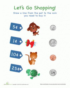 Money Shopping Worksheets