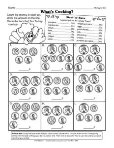 Thanksgiving Money Worksheets