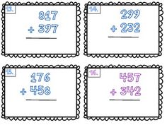 3 Digit Addition Flash Cards