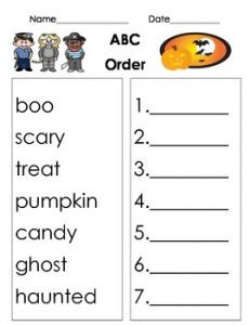 Abc Order Halloween Worksheets