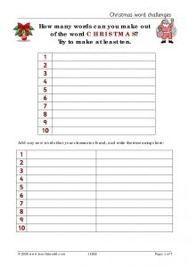 Alphabetical Order Christmas Worksheets