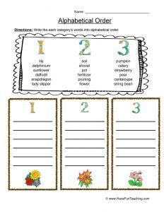 Alphabetical Order Names Worksheets