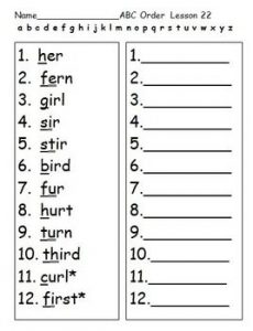 Alphabetical Order Worksheets Grade 3