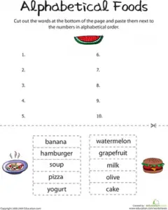 Alphabetical Order Worksheets for Grade 6