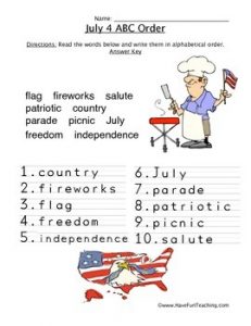 Alphabetical Order Worksheets with Answers