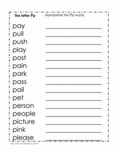 Alphabetical Order by Second Letter Worksheets