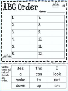 Cut and Paste Alphabetical Order Worksheets