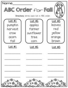 Worksheets for Alphabetical Order