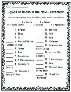 Books of the Bible Worksheet