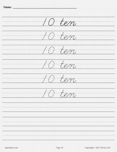 Cursive Writing Numbers Worksheets