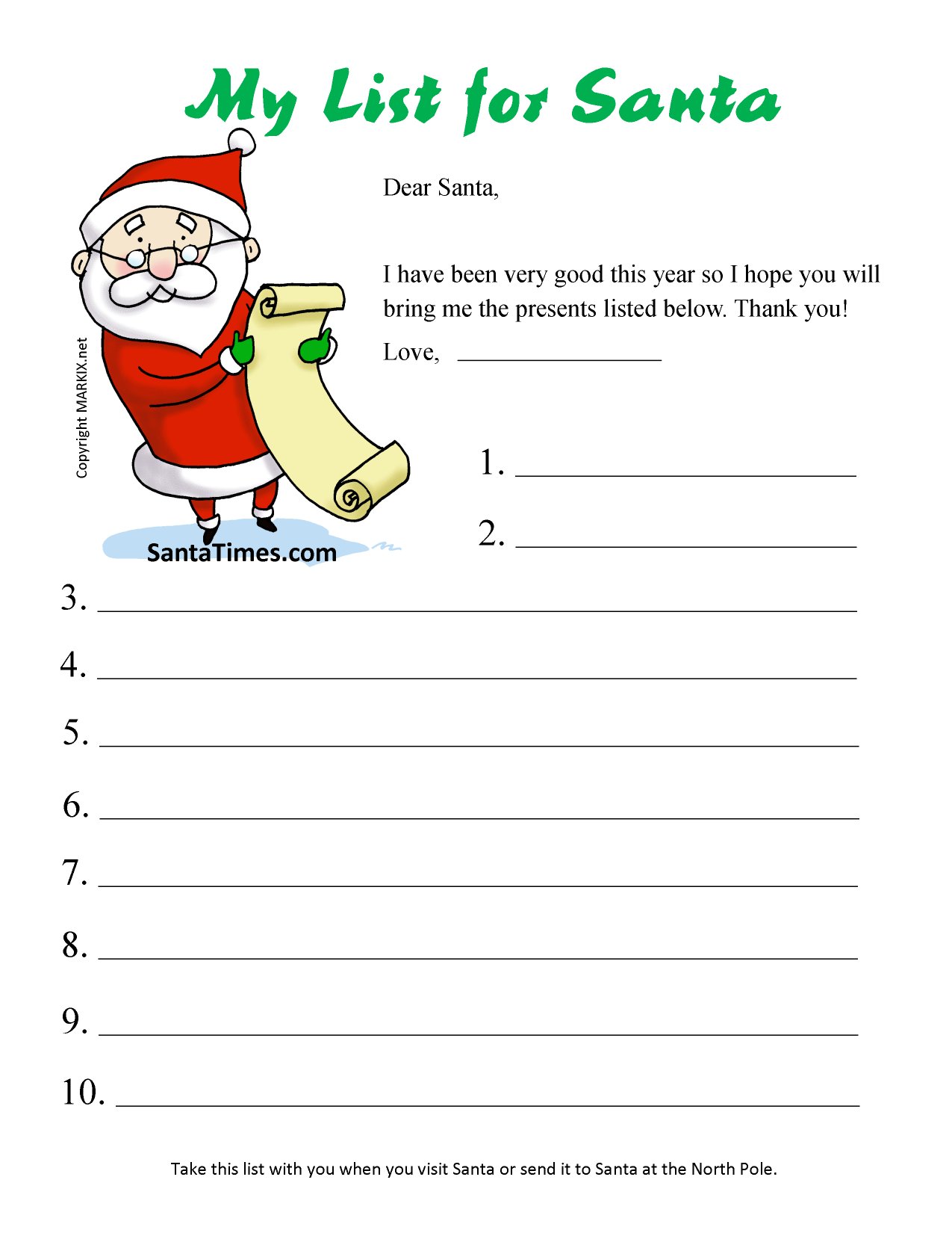 Free printable letters from santa image