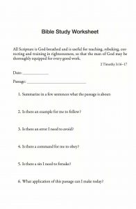 Free Bible Study Worksheets for Adults