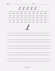 Free Practice Cursive Letter L Writing Worksheets Alphabet