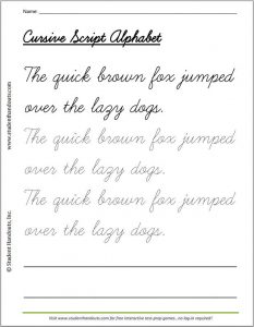 Improve Cursive Handwriting Worksheets