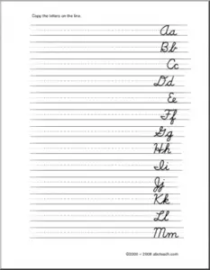 Left Handed Italic Cursive Writing Worksheets