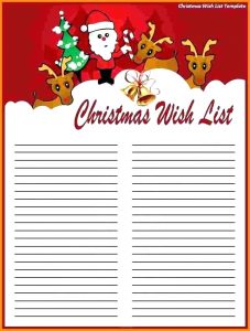 Printable Christmas Wish List Template