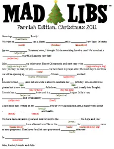 Christmas Mad Libs to Act Out