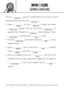 Christmas Song Mad Libs