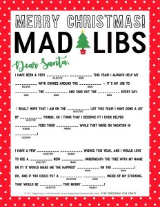 Funny Christmas Mad Libs