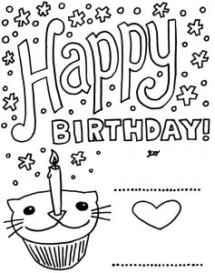 Happy Birthday Card Printable Coloring Pages