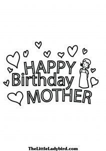Happy Birthday Mom Cards to Color