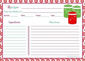 Holiday Recipe Cards Free