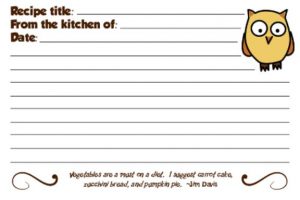 Owl Recipe Cards