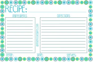 Recipe Card Free Printable