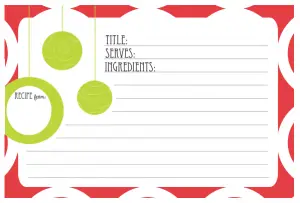 Recipe Cards Template Free