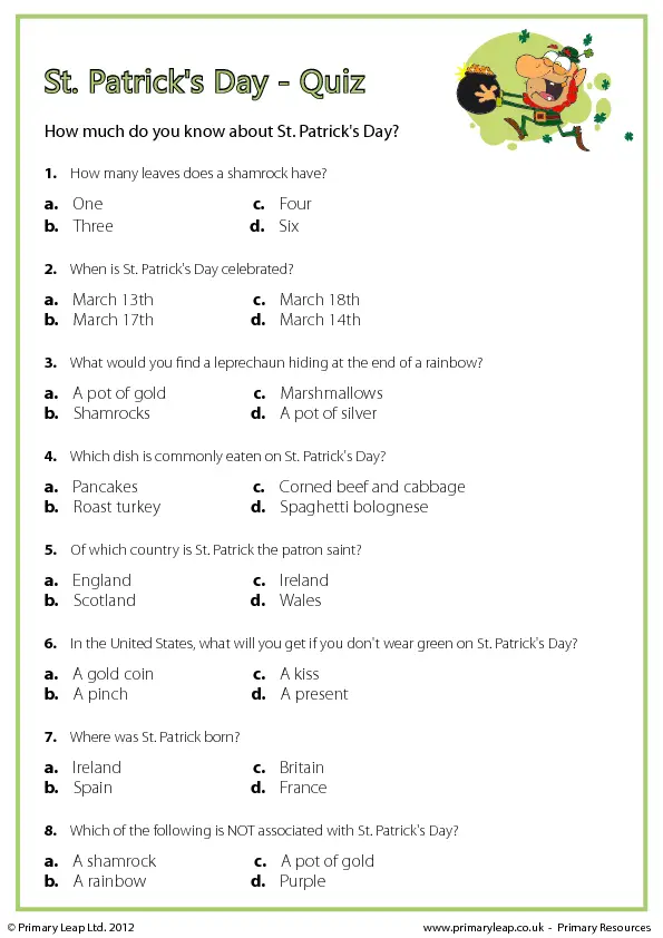 14 Engaging St. Patrick's Day Trivia | KittyBabyLove.com