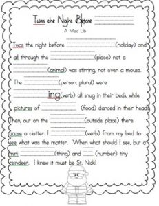 Twas the Night before Christmas Mad Lib