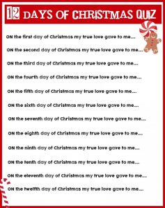 12 Days of Christmas Trivia Questions