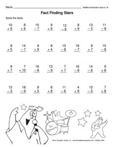 Addition and Subtraction Facts to 18 Worksheets