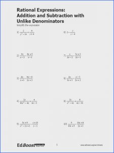 Addition and Subtraction Rational Expressions Worksheet