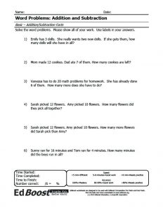 Addition and Subtraction Word Problems Worksheets