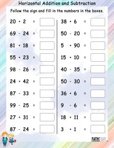 Addition and Subtraction Worksheets for Grade 1