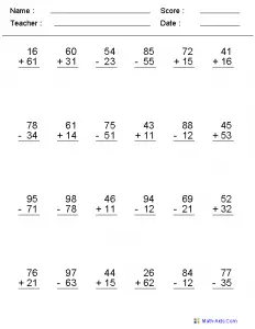 Addition and Subtraction to 20 Worksheets