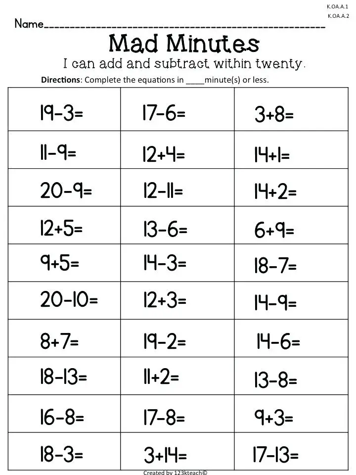 70 Addition and Subtraction Worksheets | KittyBabyLove.com