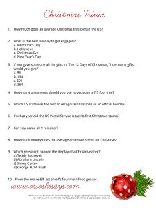 Christmas Trivia Games Printable