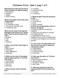 Christmas Trivia Questions and Answers