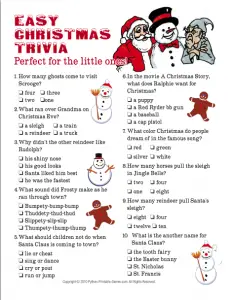 Christmas Trivia Questions and Answers Printable