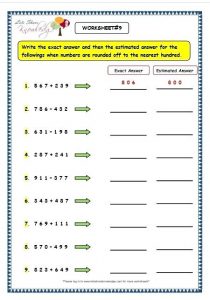 Estimation Addition and Subtraction Worksheets