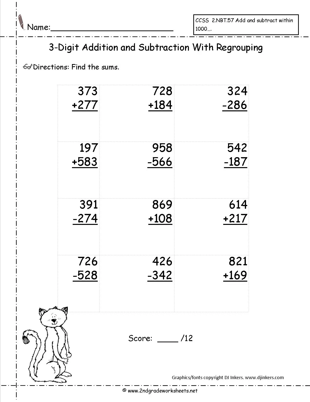 70 Addition and Subtraction Worksheets | KittyBabyLove.com