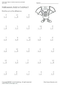 Halloween Addition and Subtraction Worksheets without Regrouping