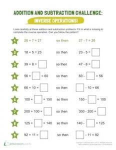Inverse Operations Addition and Subtraction Worksheets Ks2